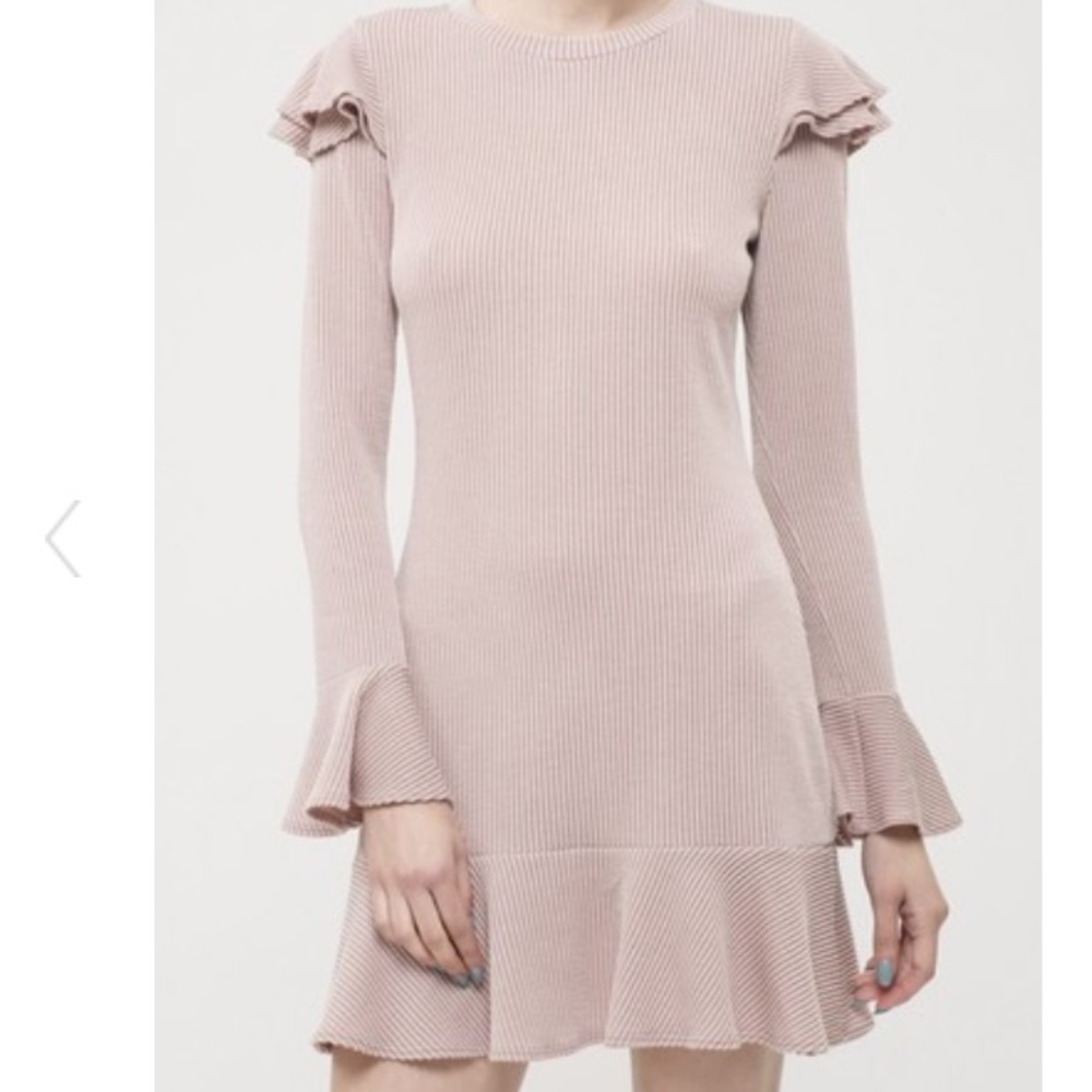 Blu Pepper Mauve Ruffle Knit Dress